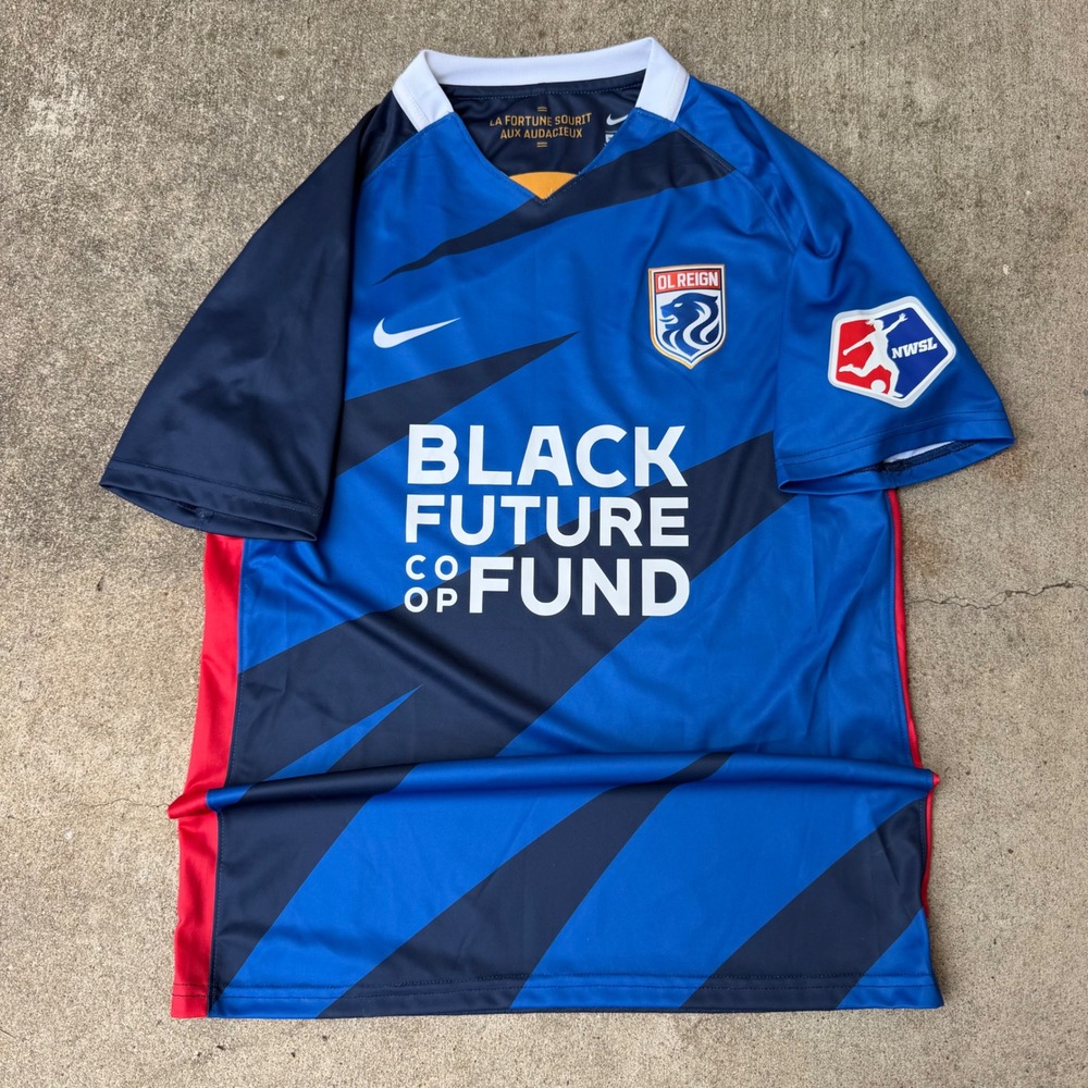 Nike OL Reign 2021 Home Jersey Blue Black Future Co-op Fund NWSL Soccer Medium
